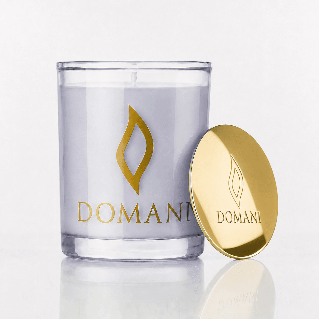 Domani Bibliotheca candle, Sapphire · Lid off, unlit