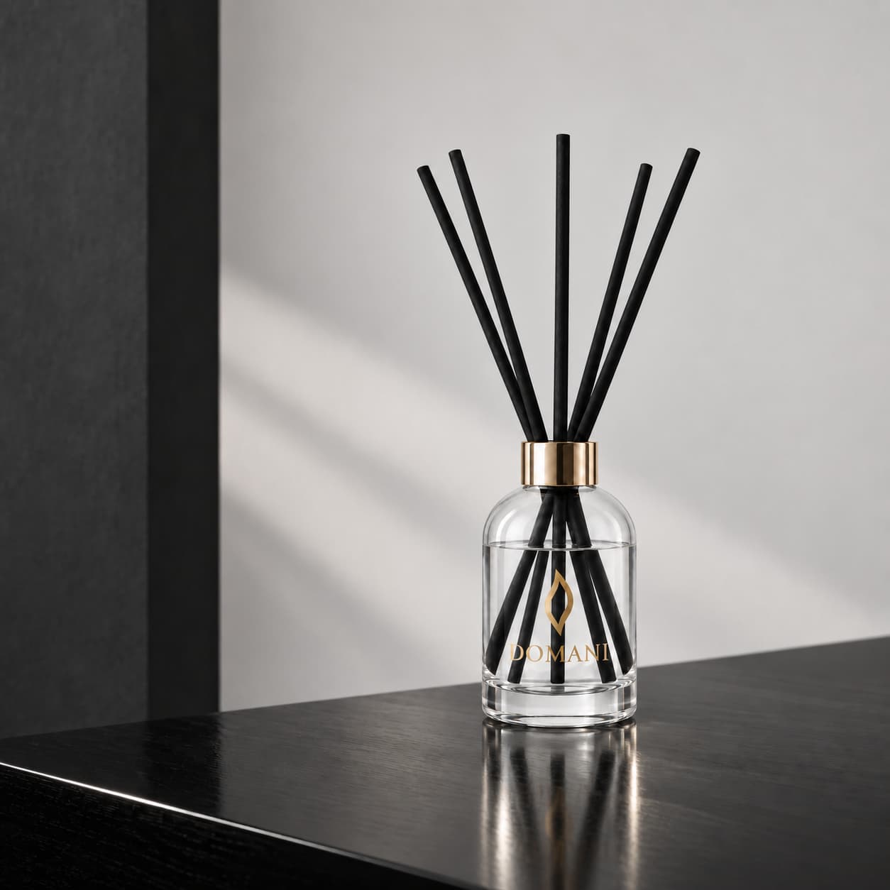Domani Bibliotheca reed diffuser in an architectural interior