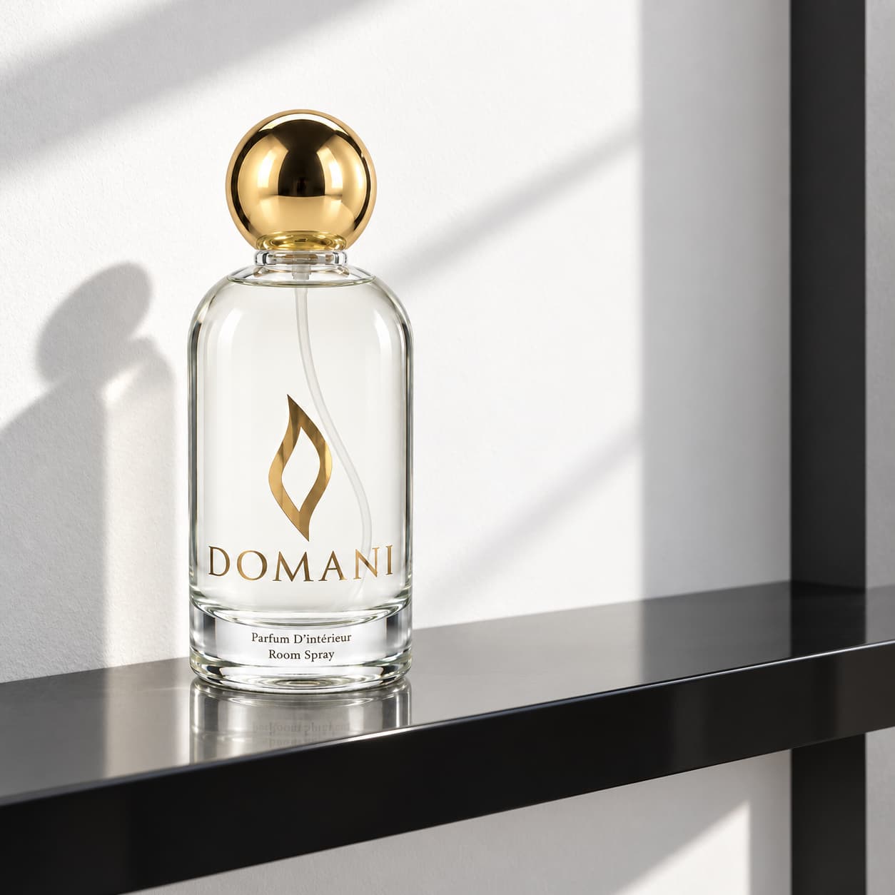 Domani fifth avenue room spray in an editorial interior setting.