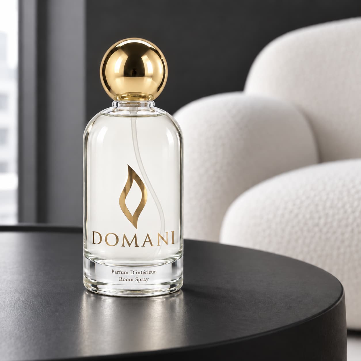 Domani Novella room spray in an architectural interior