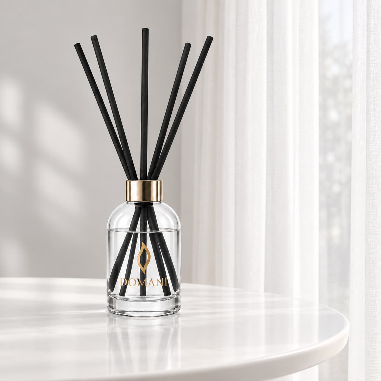 Domani serenade reed diffuser in an editorial interior setting.
