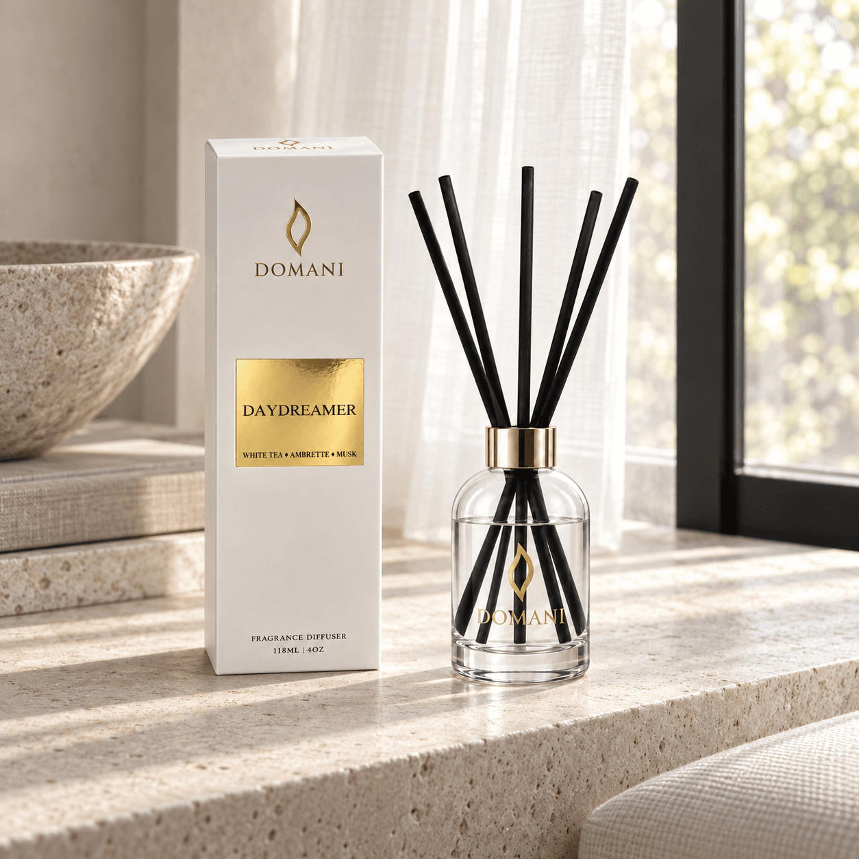 Daydreamer diffuser and presentation box in window light