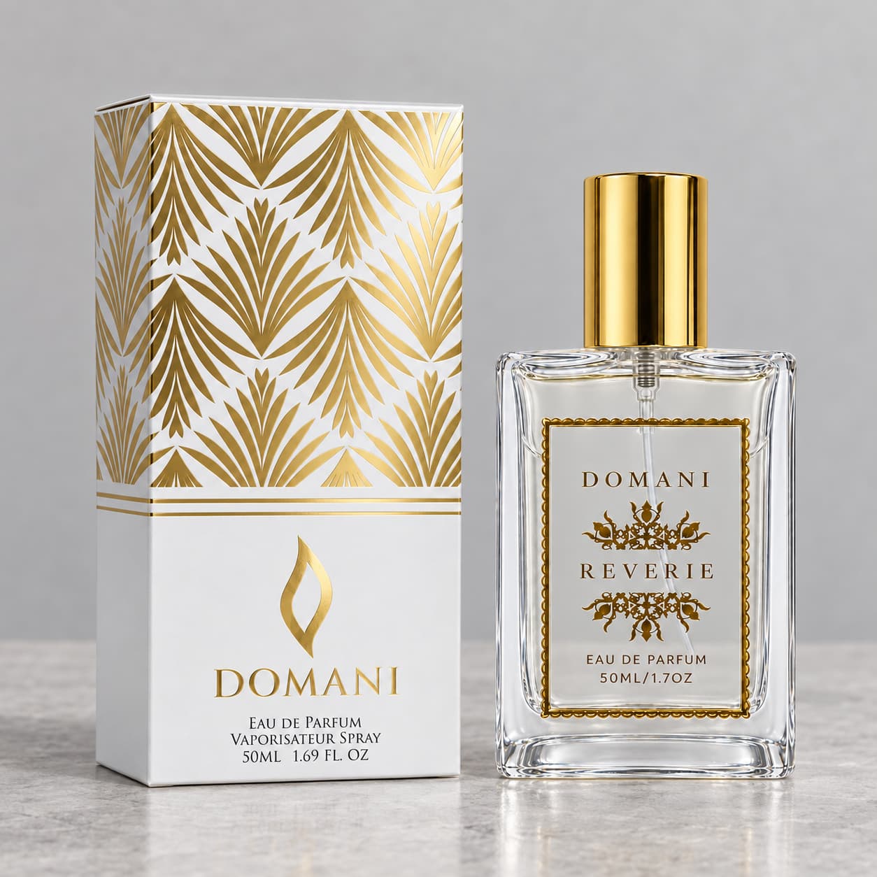 Reverie 50 ml bottle and presentation box.